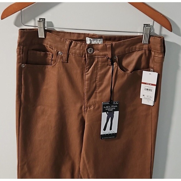 Sofia Jeans Women's Melisa Flare High Rise Coated Pants, 33.5" Inseam Sz 10 - Picture 8 of 16